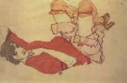 Egon Schiele Wally in Red Blouse with Raised Knees (mk12) oil painting picture wholesale